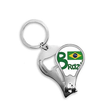 Imagem de Abridor de cortador de unhas padrão verde bandeira nacional do Brasil chaveiro tesoura