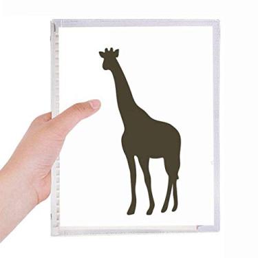 Imagem de Caderno preto Ciraffe bonito com retrato de animal diário de folhas soltas recarregável, papelaria