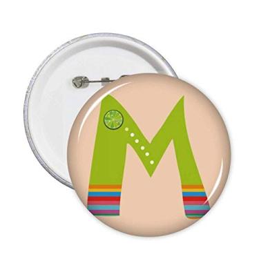 Imagem de M Alfabeto Laranja Frutas Bonito Padrão Broche Emblema Botão Decoração 5 peças
