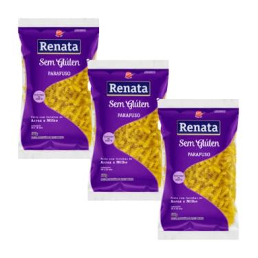 Imagem de Kit 3 Pacotes de Macarrão Parafuso Sem Glúten 500g - Renata