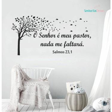 Imagem de Adesivo de parede salmos 23 biblía decoração religiosa arvore