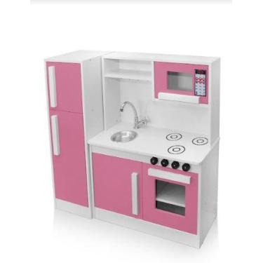 Imagem de Cozinha Infantil Rosa Completa Mdf Com Geladeira E Fogão - Potente Móv