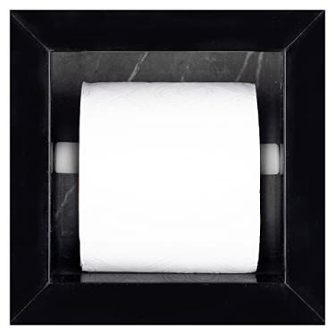 Imagem de Porta Papel Higiênico/Papeleira Em Porcelanato Polido (Cinza/Preto)