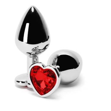 Imagem de Plug Anal com Joia Coração Vermelha Tamanho P 7cm X 2,8cm