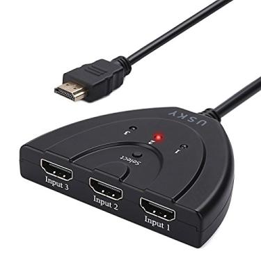 Imagem de USKY Hdmi Switch Splitter 3 In 1 Hdtv 1080p Cabo Divisor, preto