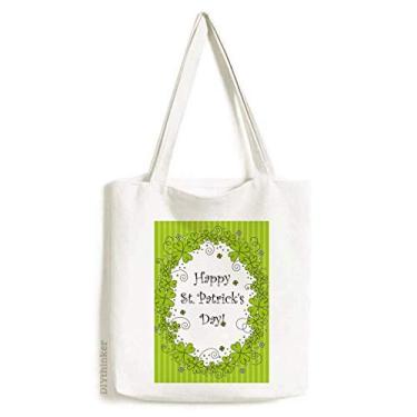 Imagem de Bolsa de lona com trevo de quatro folhas da Irlanda, Happy St.Patrick's Day, bolsa de compras casual