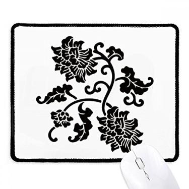 Imagem de Mousepad de flores pretas com borda costurada, tapete de borracha para jogos