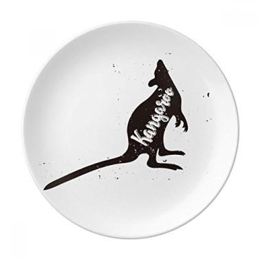 Imagem de Prato de jantar decorativo de porcelana Salver da Kangaroo preto e branco