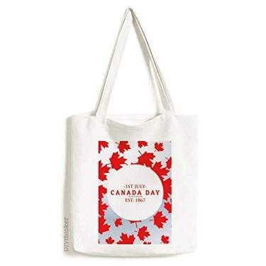 Imagem de Canada Day 4 de julho EST 1867 Maple Leaf Tote Canvas Bag Shopping Satchel Casual Bolsa