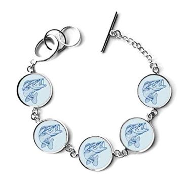 Imagem de DIYthinker Bracelete com pingente de corrente de peixe grande azul grão