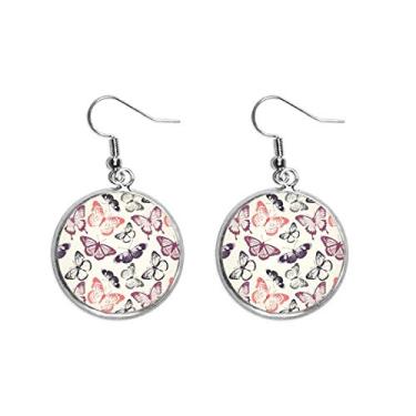 Imagem de Brinco de borboleta em fundo rosa pálido brinco pendente prata joia feminina