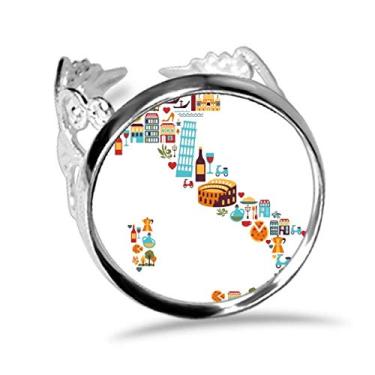 Imagem de DIYthinker Mapa da Itália Bandeira Nacional Personalizada Anel de Noivado Amor Ajustável