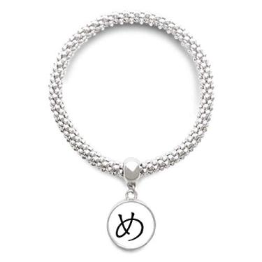 Imagem de DIYthinker Pulseira de prata com pingente redondo do personagem Hiragana japonês ME