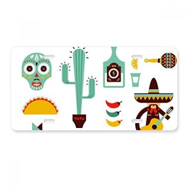 Imagem de DIYthinker Sombrero Tequila Placa de licença Chili Mexico Elment Decoração de aço inoxidável
