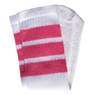 Imagem de Meias SkaterSocks de 35,5 cm para crianças, White /Bubblegum Pink Stripes Style 1, 14