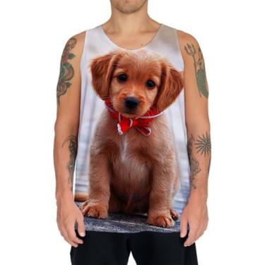 Imagem de Camiseta Regata Cachorro Cão Filhote Raça Golden Retriever - Estilo Vi