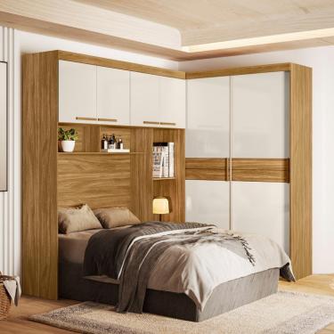 Imagem de Dormitório Modulado Casal 6 Portas 2 Gavetas Florença Moval - Freijo/Off White