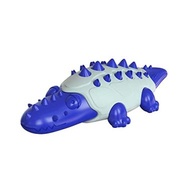 Imagem de NALEINING Brinquedos de mastigar para cães, dentes limpos, brinquedos para dentição de animais de estimação para cães pequenos, médios e grandes (Crocodilo - Azul1)