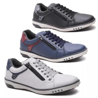 Imagem de Kit Sapatênis Masculino Casual Preto, Azul e Gelo com Ziper StarFox-Masculino