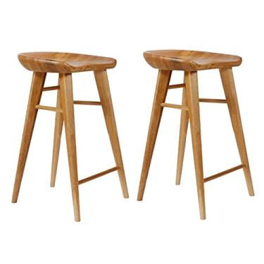 Imagem de SaiLiN Cadeiras de jantar cadeiras de sala de jantar banquetas de bar de altura de madeira 2 peças, banqueta de bar de ilha de cozinha de café da manhã com apoio para os pés para sala de jantar, cafeteria, tudo está bem