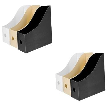 Imagem de NUOBESTY 6 Peças De Porta-Arquivo Preto Para Livros Em Casa Escritório Plástico E Suporte Para Livros Para Mesa Estojo Revista Documento Rack Branco Caixas De Armazenamento Bege