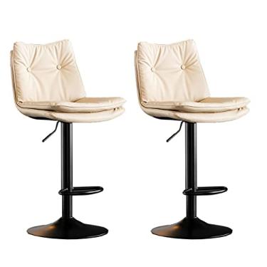 Imagem de Cadeiras de jantar cadeiras de sala de jantar banqueta de bar giratória, banco de bar de couro PU, altura ajustável com encosto e apoio para os pés para sala de jantar, ilha de cozinha, pub, bar, tudo está bem