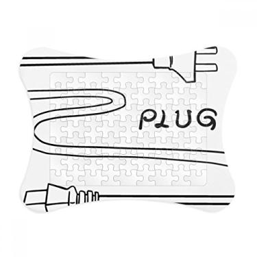 Imagem de Linha de plugue de furo duplo, moldura de quebra-cabeça de desenho à mão, ornamento de jogo de quebra-cabeça