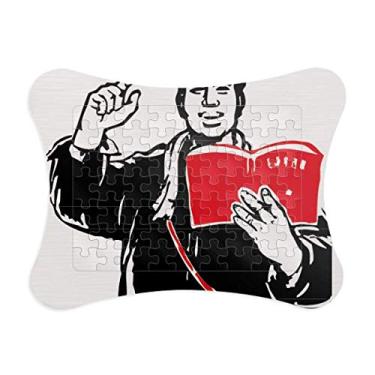 Imagem de Mochila de livro vermelho chapéu estudo China moldura de quebra-cabeça vermelha decoração enfeite de jogo quebra-cabeça