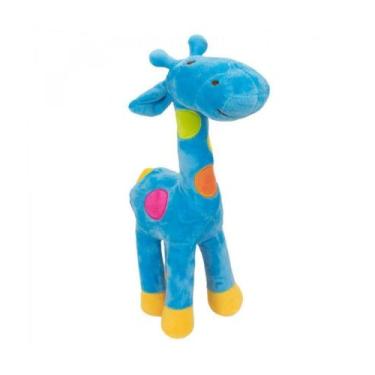 Imagem de Pelúcia Girafa Azul Com Pintas Coloridas 34 Cm - Minas De Presentes