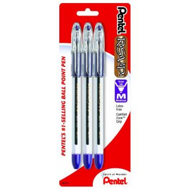 Imagem de Pentel Caneta esferográfica R.S.V.P. linha média, tinta violeta, pacote com 3 (BK91BP3V)