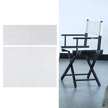 Imagem de 01 1 conjunto de capa de cadeira de diretores casuais, protetor de assento de lona de substituição e banco traseiro de lona de algodão para cadeira de diretor doméstico tamanho médio (lona + bastão de madeira) (branco)