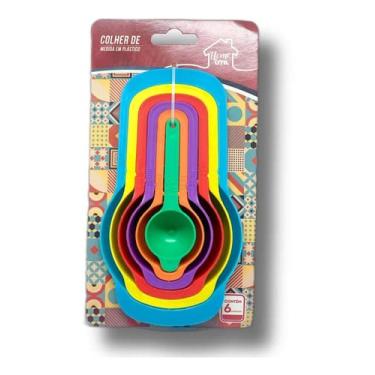 Imagem de Kit 6 Medidores de Cozinha Colher Medidora Encaixáveis Xícara Colher de Chá Copo Ingredientes Bolo