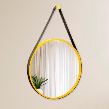 Imagem de Espelho Decorativo Adnet Redondo 60cm Amarelo/preta - In House Decor