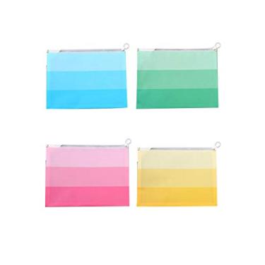 Imagem de newrong 4 peças de plástico com zíper bolsos para documentos selam à prova d'água linda pasta foto cor-14