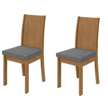 Imagem de Conjunto 2 Cadeiras Athenas Amêndoa/Linho Cinza Lopas