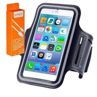 Imagem de Braçadeira Celular Corrida Esporte Ciclismo Suporte Celular + Cabo USB PARA IPHÖNE