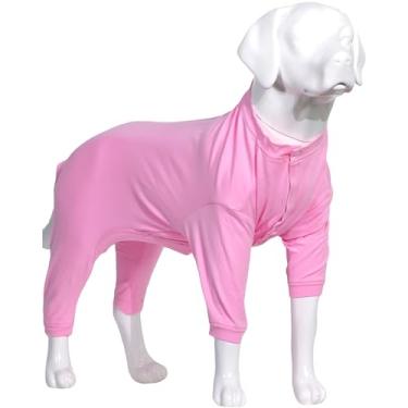 Imagem de Lovelonglong Pijama leve para cães de 1,8 m, macacão de algodão puro com 4 pernas, macacão para cães, fantasia elegante de cachorro para cães grandes e médiosLovelonglong XXXXL (Large Dog ~110 Lbs) rosa
