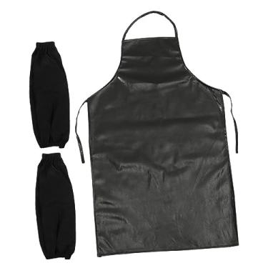 Imagem de Zerodeko 1 Conjunto avental de couro acessórios de cozinha pretos macacão jeans acessórios para grelhar aventais para homens avental confortável aventais de cozinha churrasco