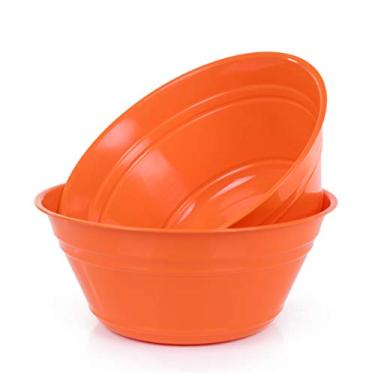 Imagem de Tigelas de plástico Mintra Home (embalagem grande com 2 4 L, laranja) - 26 cm L x 11 cm A - ótimas para pipoca, lanches, bebidas, doces, Halloween, tigelas de doces ou travessuras