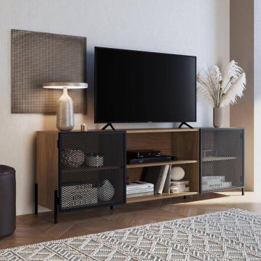 Imagem de Rack Industrial para TV até 70 Polegadas 180cm 2 Portas 2 Nichos York Artesano Hanover/Preto