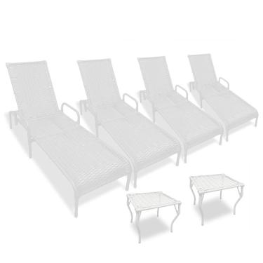Imagem de Kit 4 Espreguiçadeiras para Piscina Catar + 2 mesas