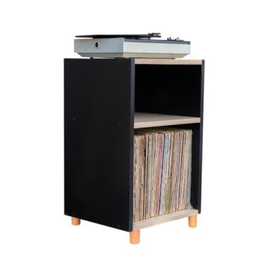 Imagem de Estante Rack Para Discos de Vinil LPs (Preto/Carvalho Poró)