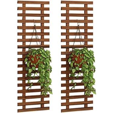 Imagem de Suporte de madeira para plantador de parede, estrutura de escalada, suporte de exibição suculento suspenso vertical, cerca, prateleira de flores, decorações de parede para varanda, jardim, s
