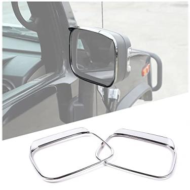 Imagem de Espelho retrovisor lateral exterior moldura de sobrancelha de chuva compatível com Hummer H2 2003-2009, capa de espelhos retrovisores ABS moldura de acabamento para sobrancelhas de chuva, 2 peças (prata brilhante)