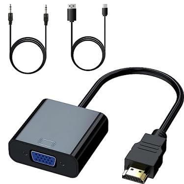 Imagem de SZFUDIGO Adaptador HDMI para VGA com áudio de 3,5 mm e alimentação micro USB - Adaptador HDMI para VGA banhado a ouro (macho para fêmea) compatível com desktop, laptop, monitor, projetor, HDTV, Xbox e