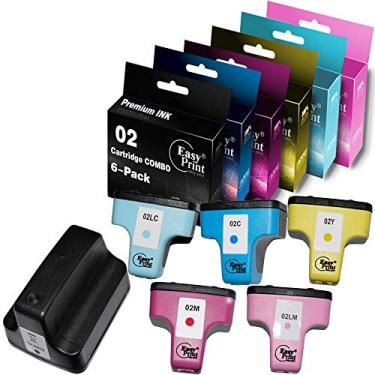 Imagem de EASYPRINT (1 conjunto, preto, ciano, magenta, amarelo, ciano claro, magenta claro) substituição compatível para HP 02 Q7964AN para usar com PhotoSmart C7280 C6280 C5180 C6180 D7360 D7460 8250 C7200, pacote com 6