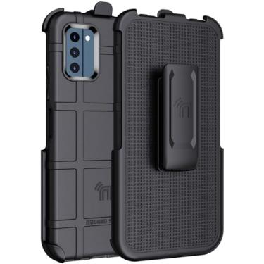Imagem de Capa com clipe para celular Nokia C300, capa protetora robusta armadura tática Nakedcellphone Special Ops e [catraca rotativa] coldre de quadril para cinto [textura de aderência fosca] - preta