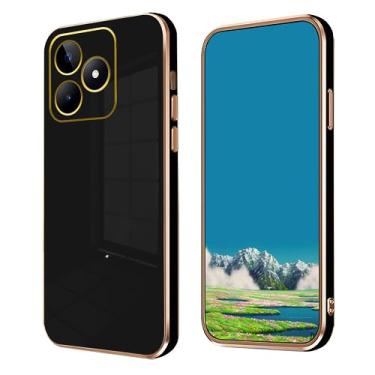 Imagem de Wousunly Compatível com Realme C53 capa de silicone rosa, capa de telefone Realme C53 à prova de choque capa fina e macia (preto)