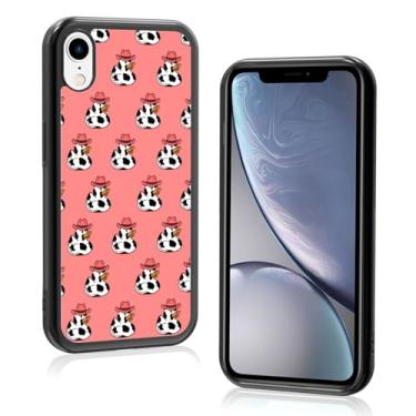 Imagem de Onemiliayears Linda capa de telefone de vaca pato faroeste, engraçado pato rosa cowboy chapéu vaqueira iPhone XR, design antiderrapante e capa de telefone com absorção de choque para meninas, meninos,
