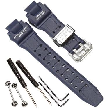 Imagem de Pulseira de relógio de resina compatível com Casio g shock GW-4000 GA-1000 GW-A1000 GWA1100 GA-1100 sky cockpit pulseira masculina à prova d'água acessórios de borracha esportiva também (azul escuro)